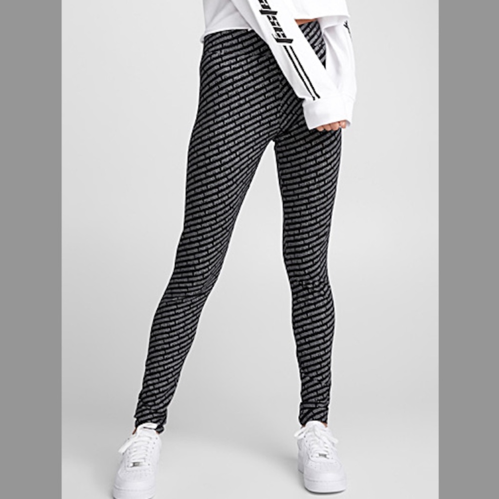 Retro high rise sporty motivational organic cotton leggings EUC
